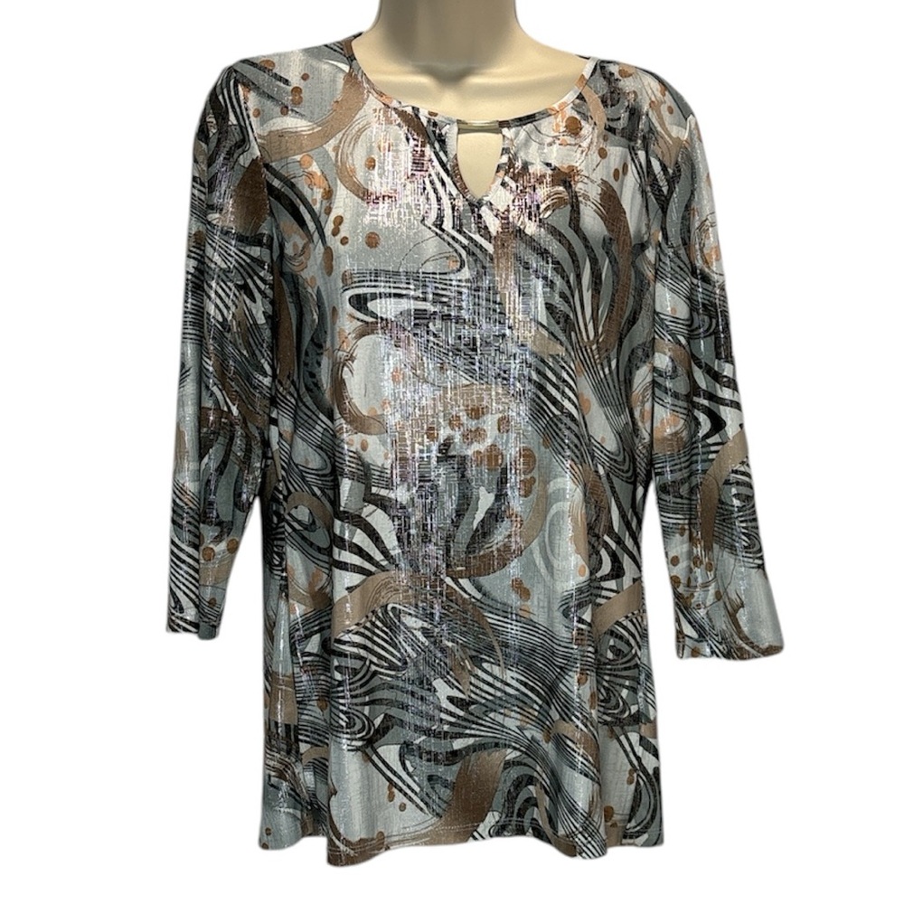Emily Daniels Women's Pullover 3/4 Length Sleeve Blouse Top Size S Multi Color